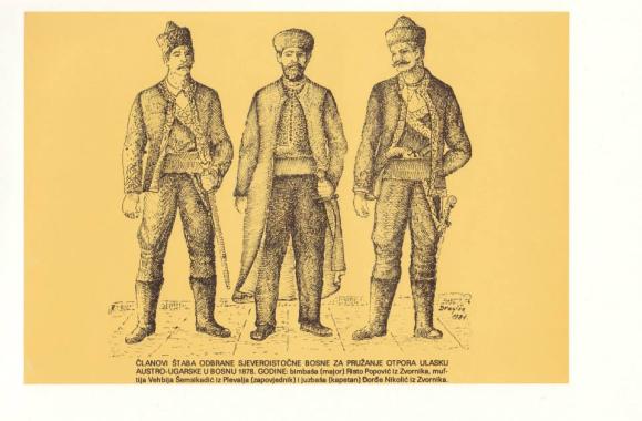Clanovi staba odbrane severoistocne Bosne za pruzanje otpora ulasku austro-ugarske vojske u Bosnu 1878. godine